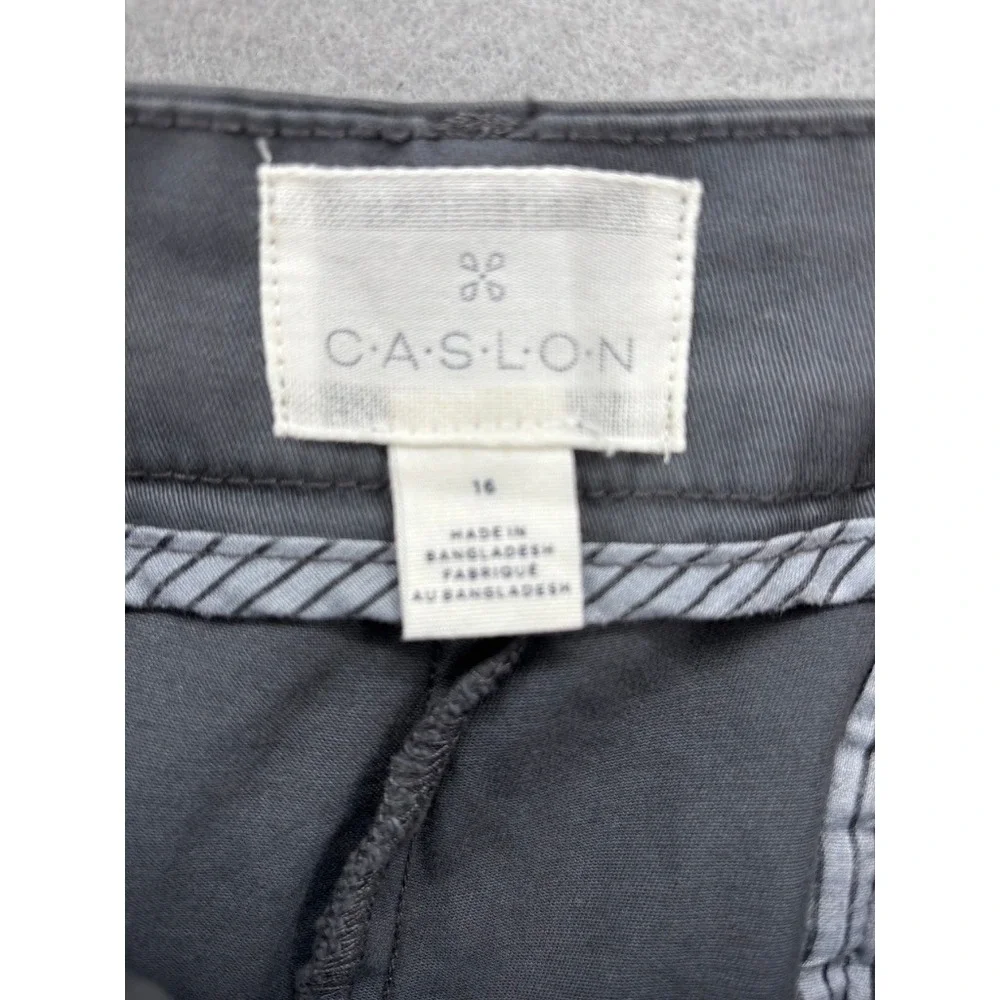 CASLON Shorts‎ Womens Sz 16 Gray Casual Cuffed Hem Cotton Blend Pockets Chino